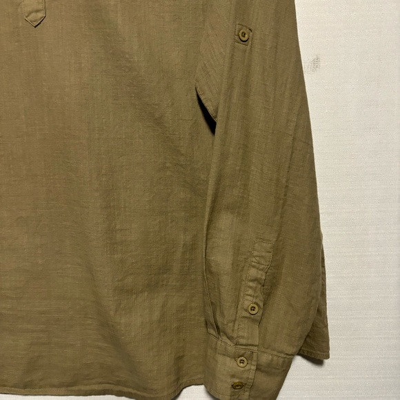 CoofAndy Green long tab sleeve Cotton & hemp henley 1/4 button 3 XL NWOT - Picture 4 of 10